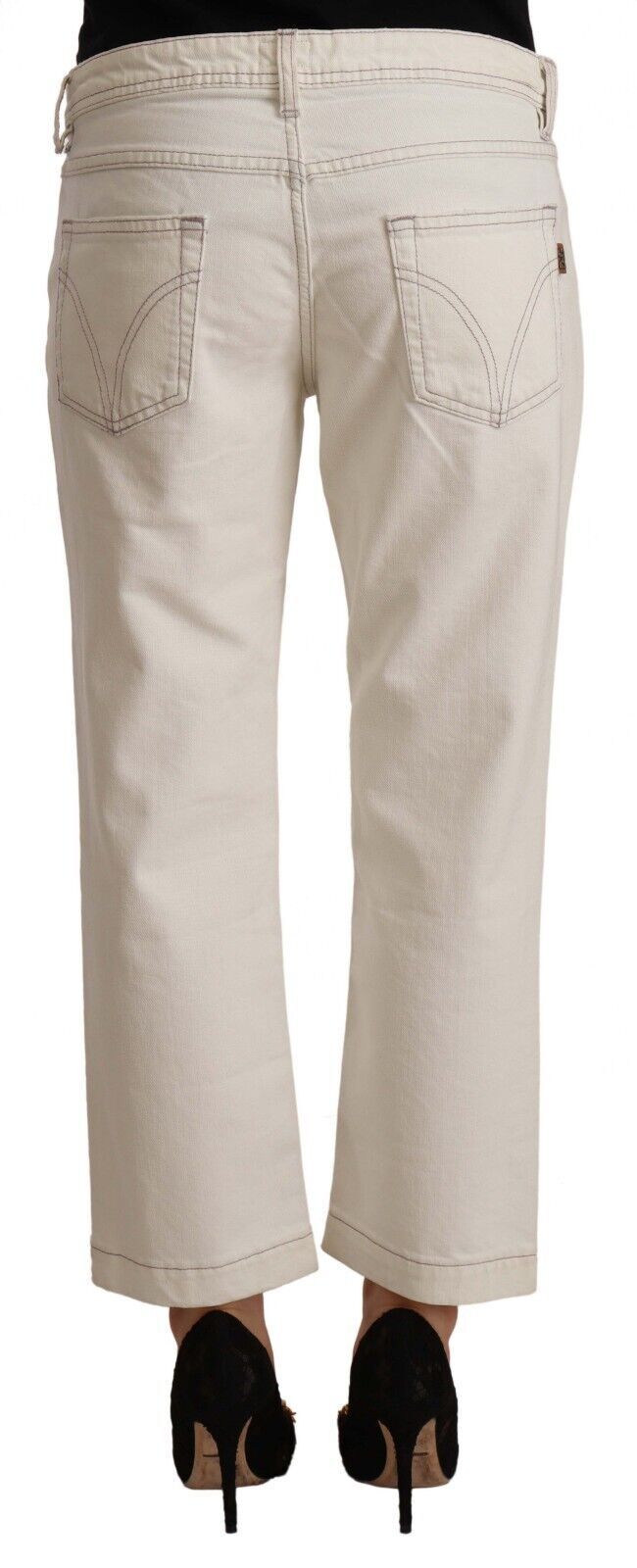 Chic Off-White Cropped Jeans by Dolce & Gabbana