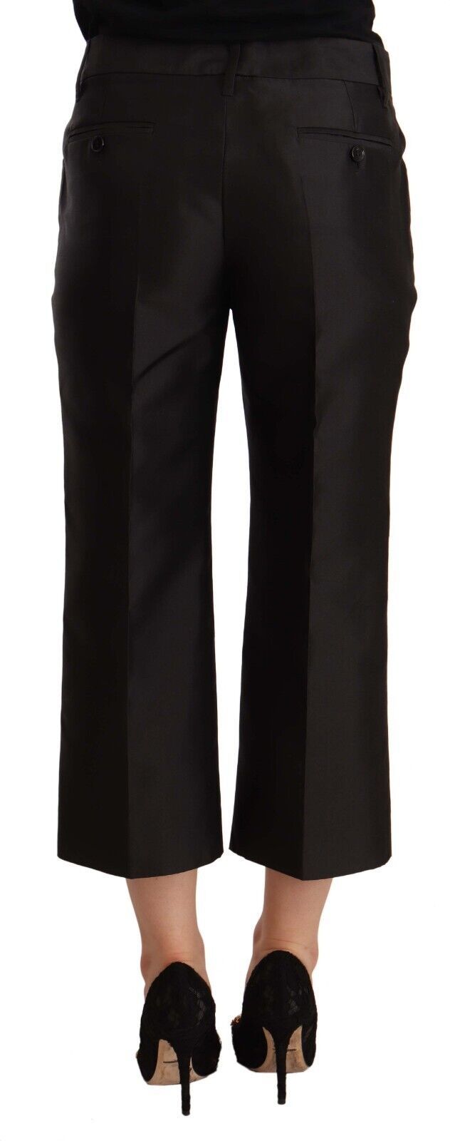 - Chic Silk Cropped Trousers in Timeless Black