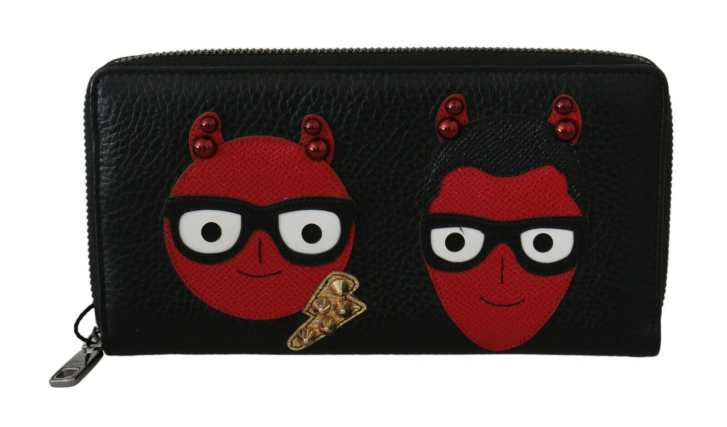 - Chic Black and Red Leather Continental Wallet