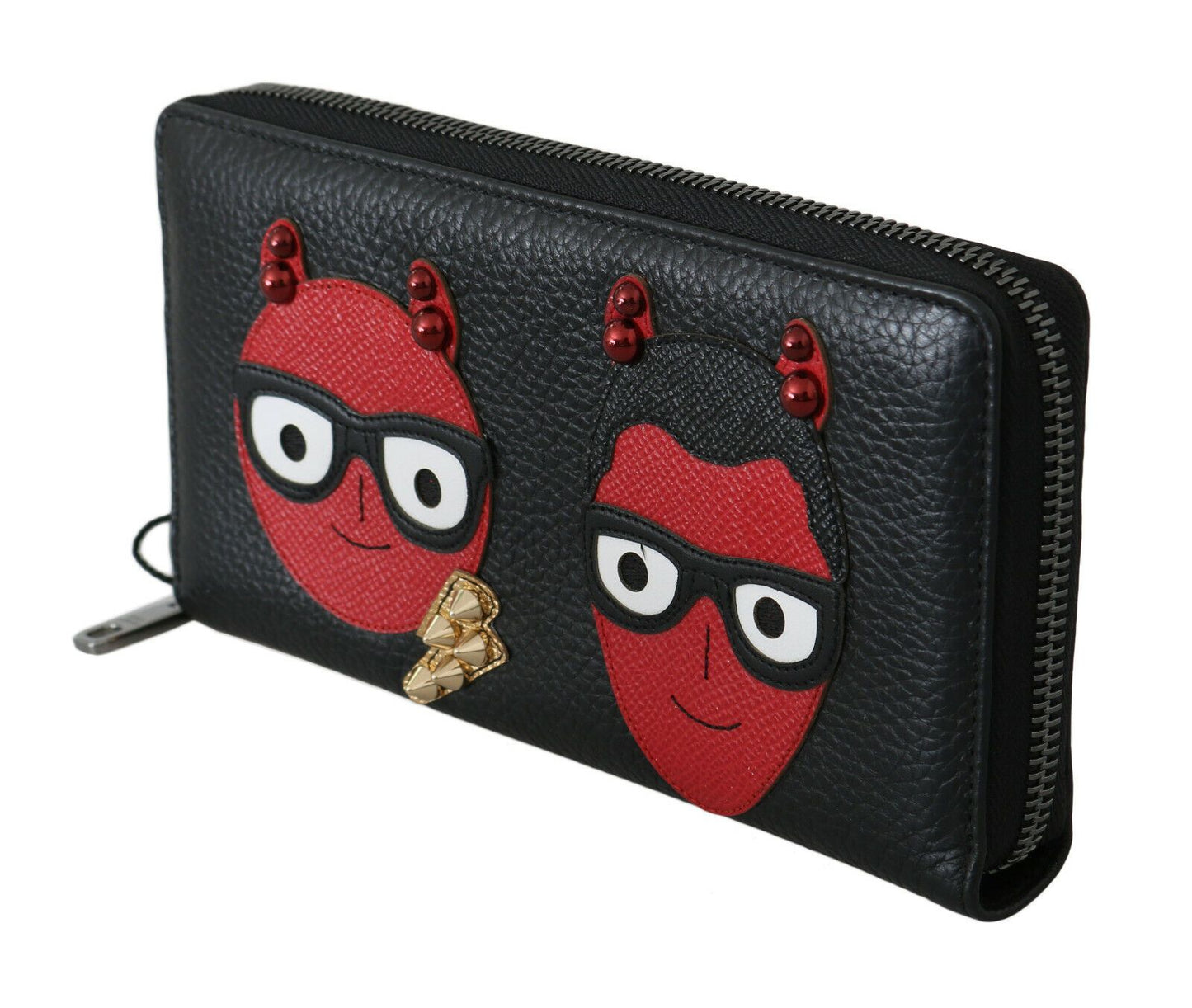 - Chic Black and Red Leather Continental Wallet