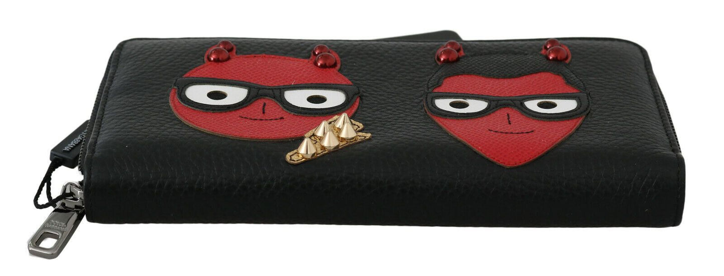 - Chic Black and Red Leather Continental Wallet