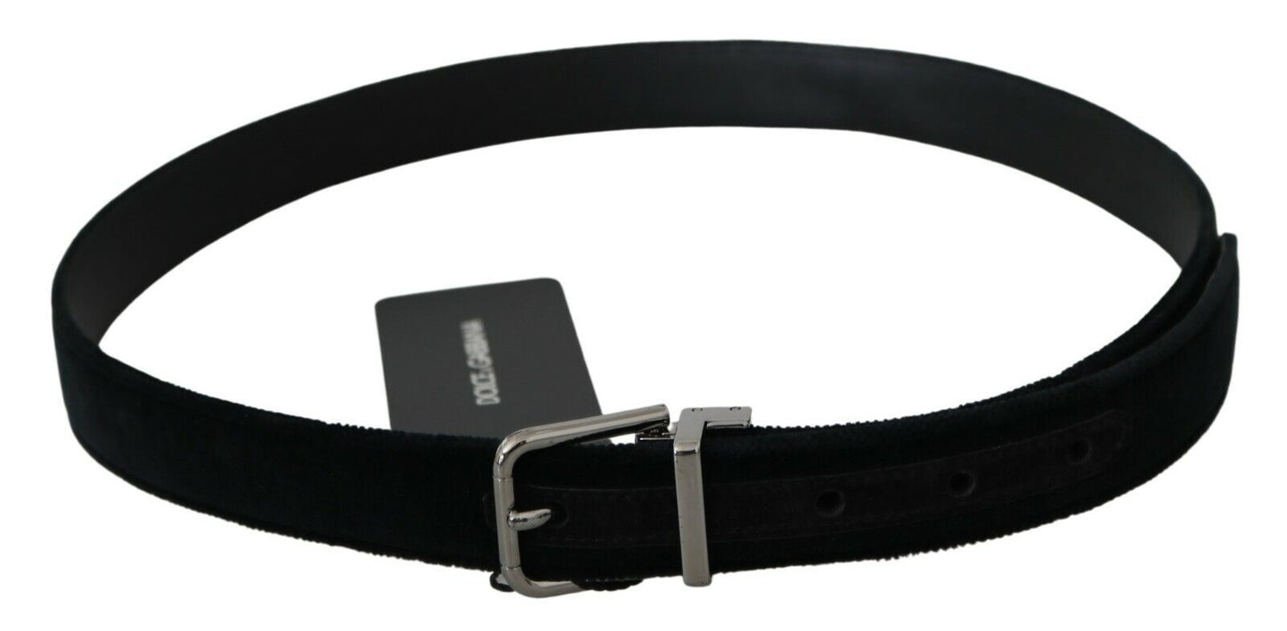 - Elegant Black Leather Belt with Velvet Interior