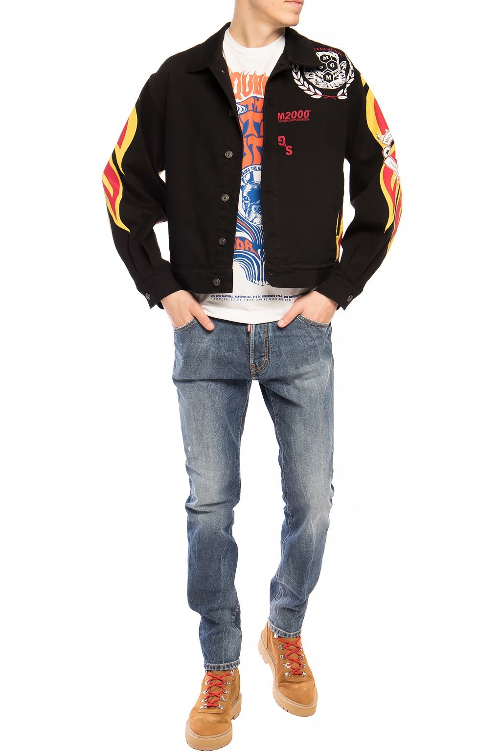 - Navy Distressed 'Cool Guy Jean' Denim Pants