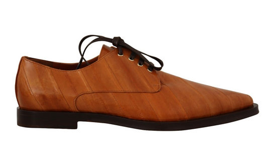 - Elegant Eel Leather Lace-Up Formal Flats
