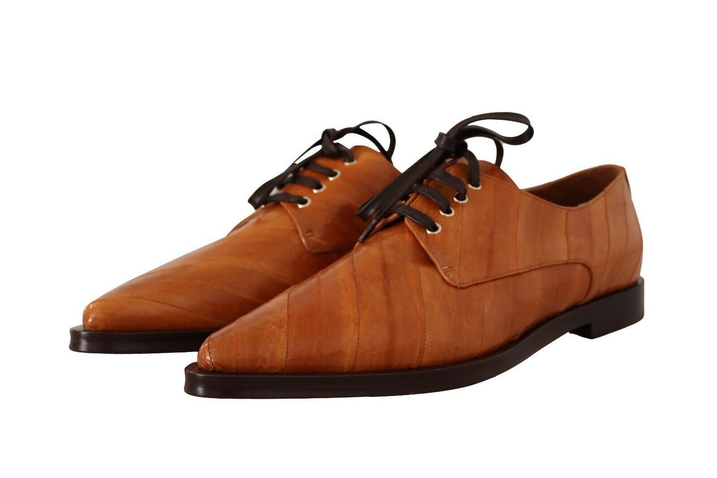 - Elegant Eel Leather Lace-Up Formal Flats