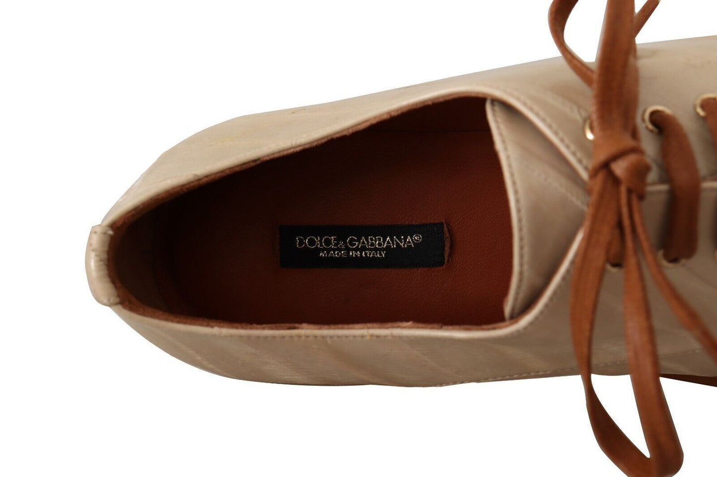 - Elegant Beige Eel Leather Formal Flats