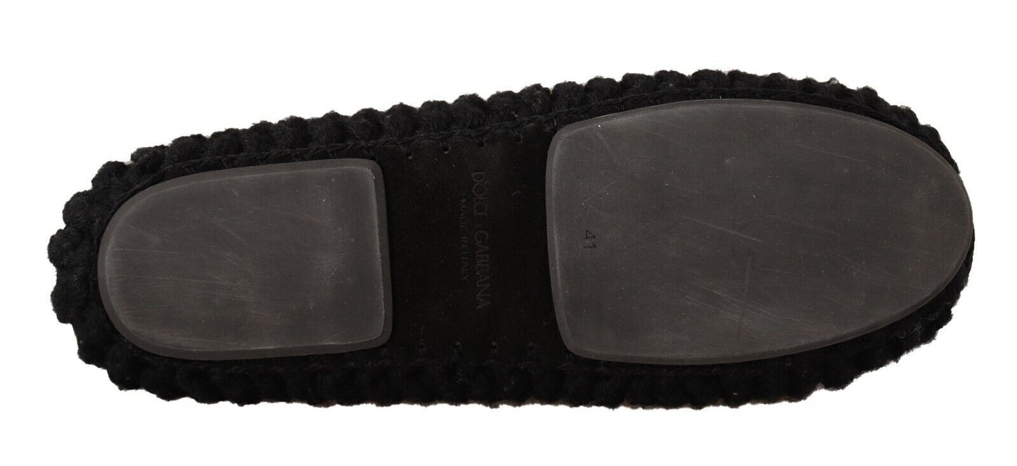 - Elegant Black Wool Knit Ballet Flats