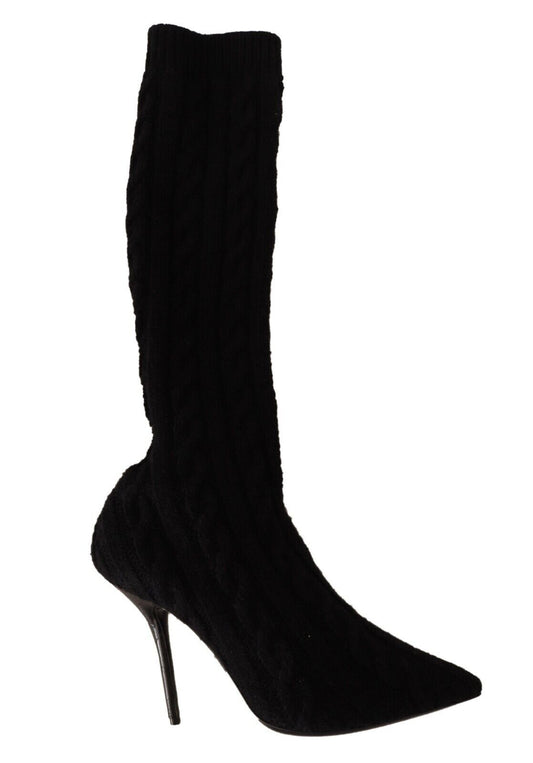 - Elegant Stretch Sock Boots in Black