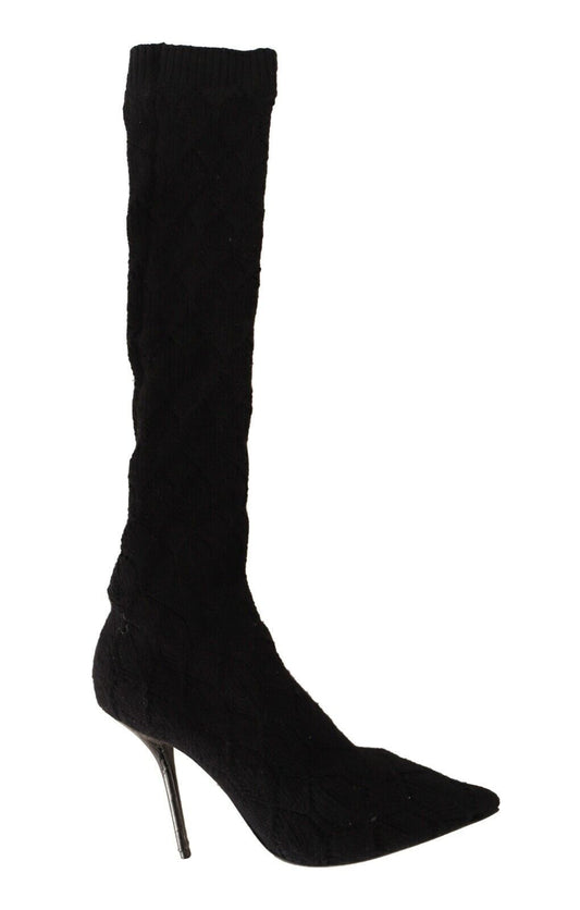- Elegant Black Stretch Socks Boots