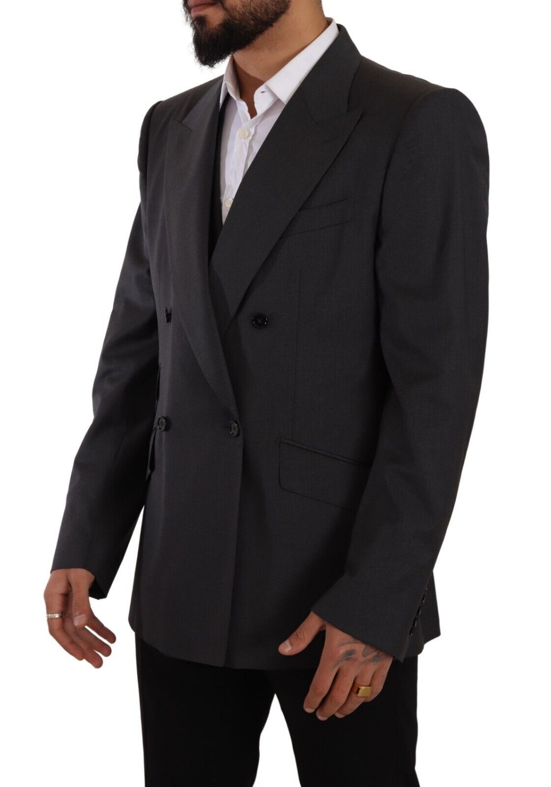 - Elegant Gray Sicilia Wool Blend Suit