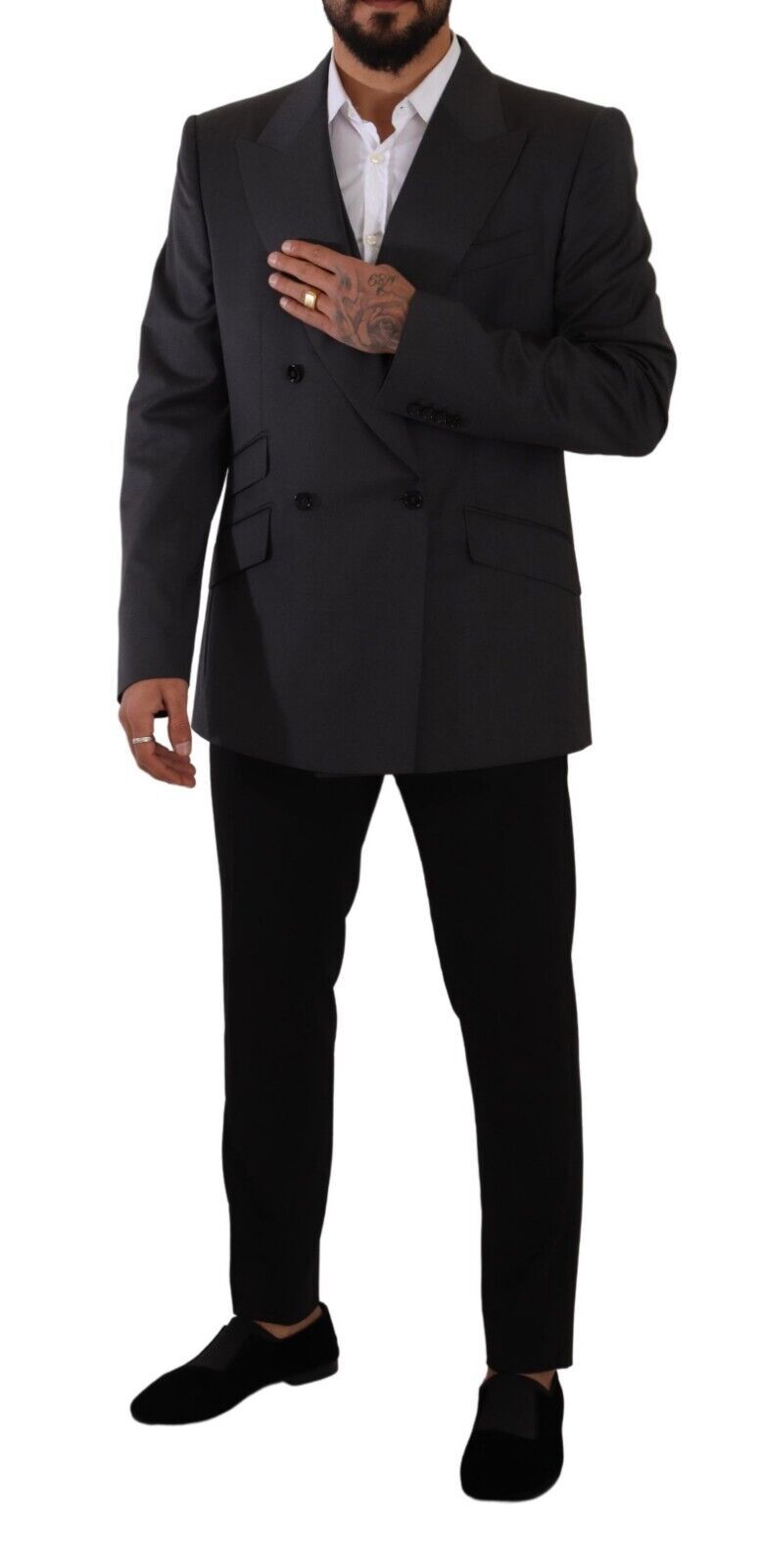 - Elegant Gray Sicilia Wool Blend Suit