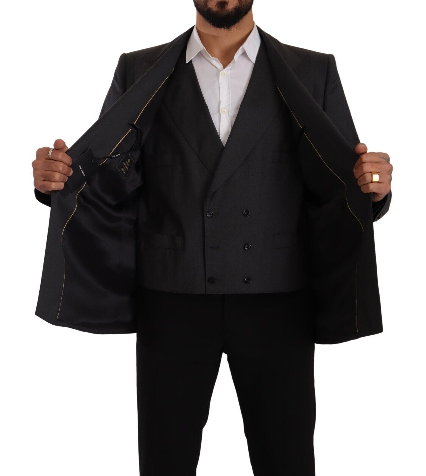 - Elegant Gray Sicilia Wool Blend Suit