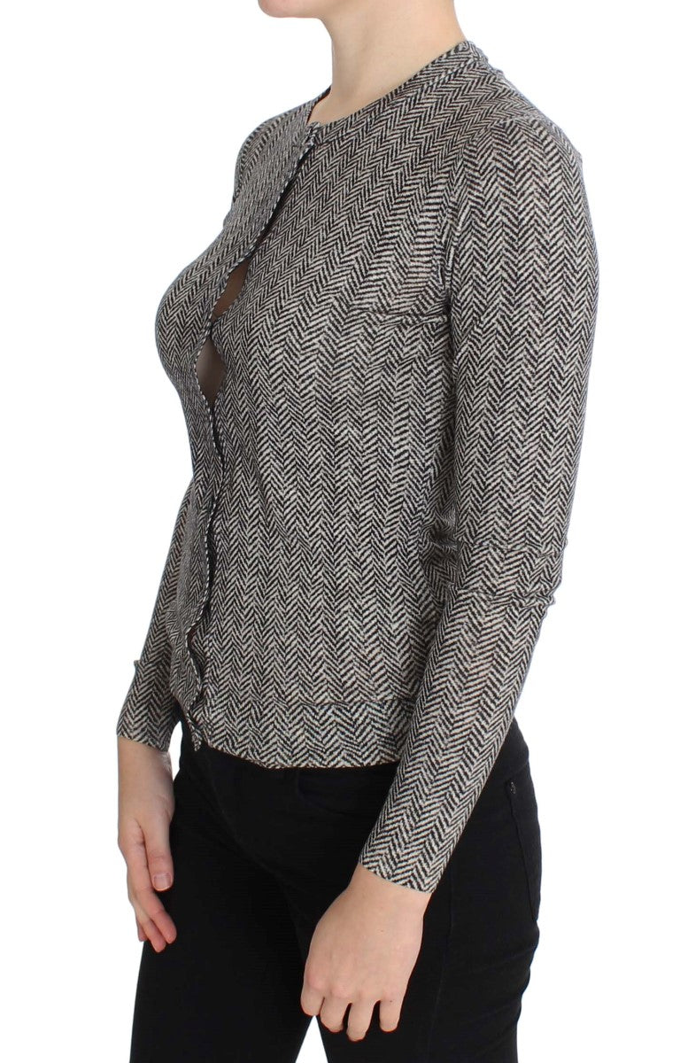 - Elegant Black and White Wool Cardigan