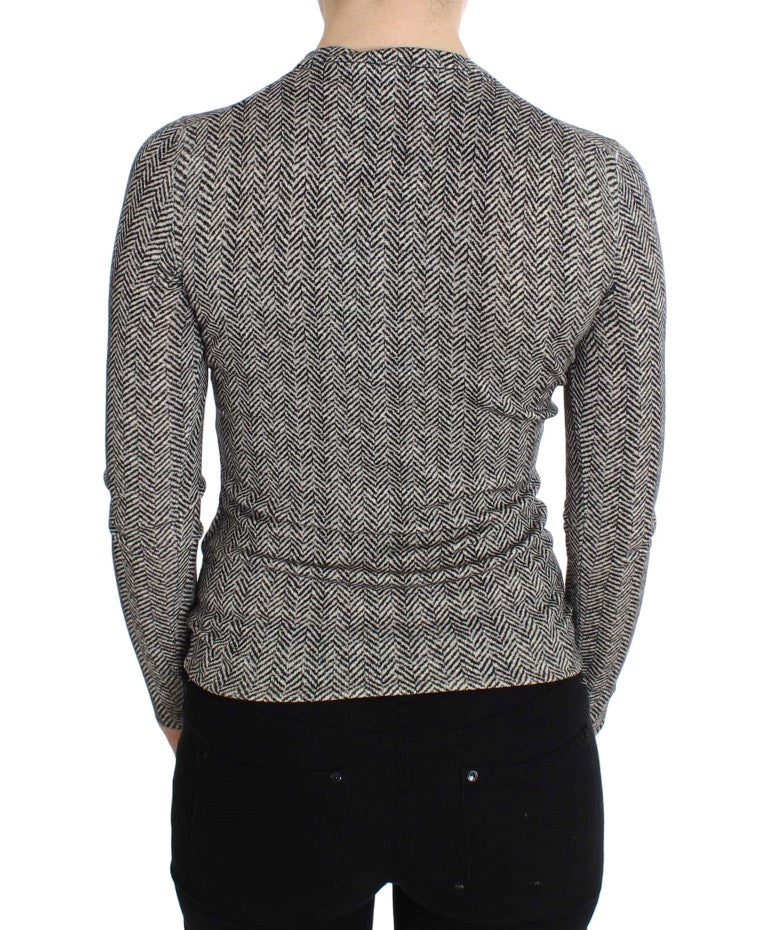 - Elegant Black and White Wool Cardigan