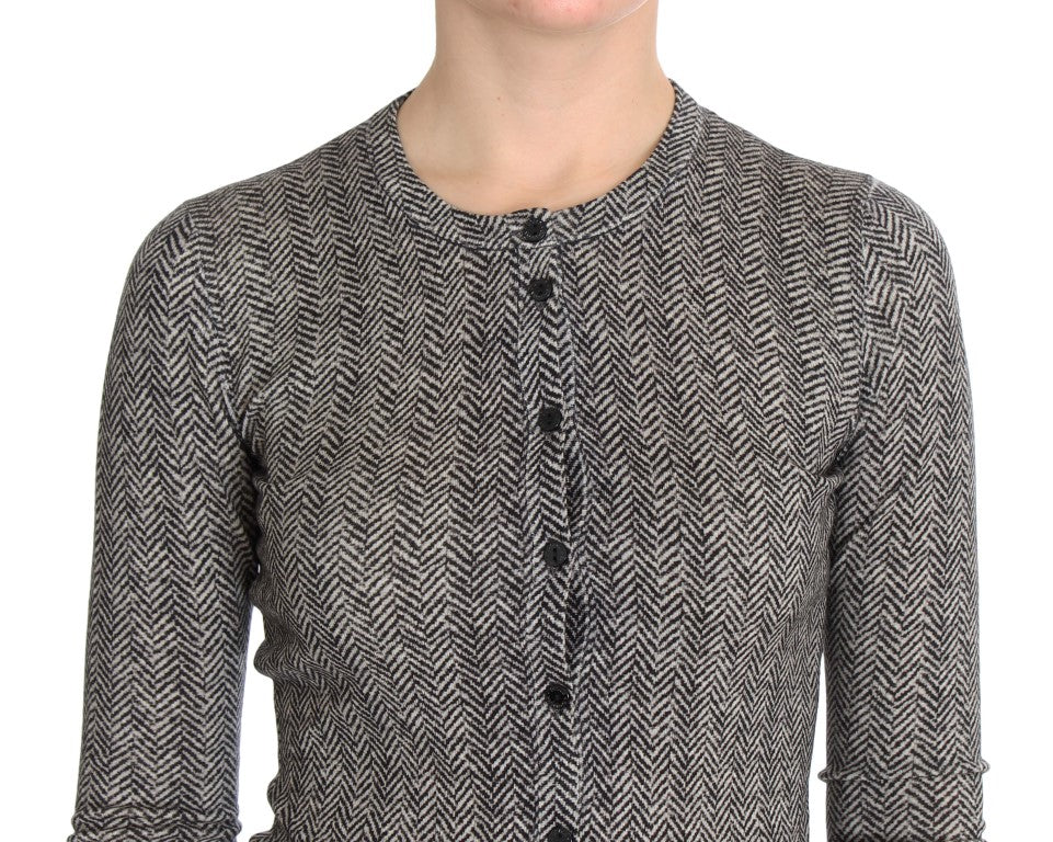 - Elegant Black and White Wool Cardigan
