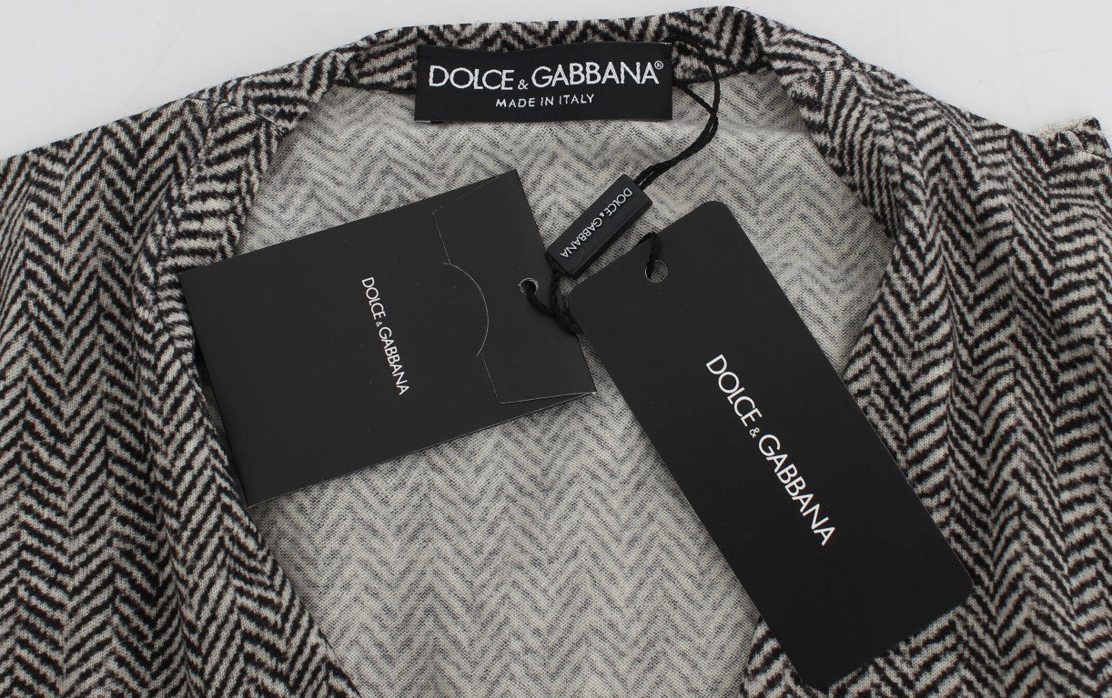 - Elegant Black and White Wool Cardigan