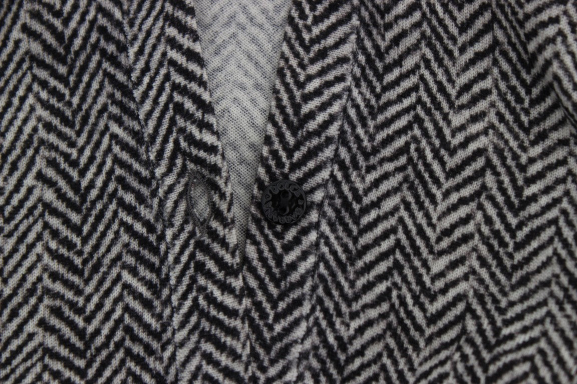 - Elegant Black and White Wool Cardigan