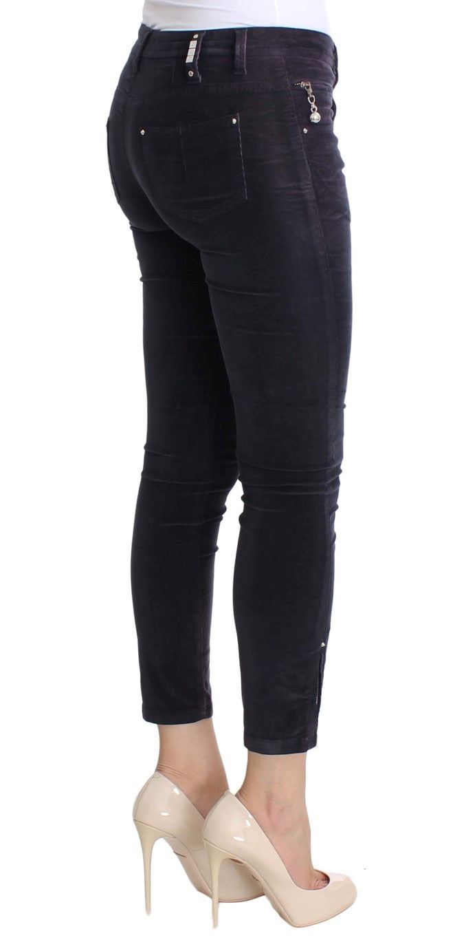 - Elegant Purple Cropped Corduroys