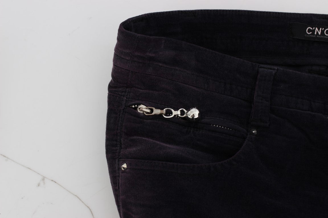 - Elegant Purple Cropped Corduroys