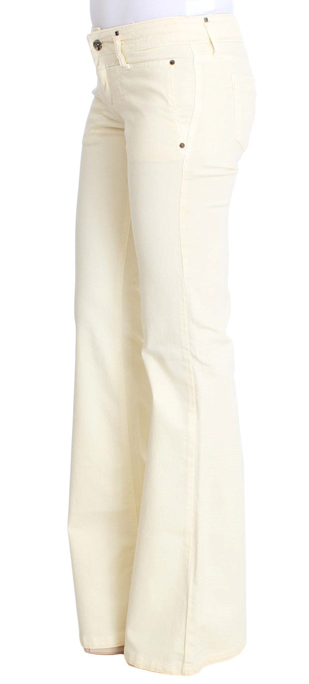 - Chic Off-White Flared Designer Jeans