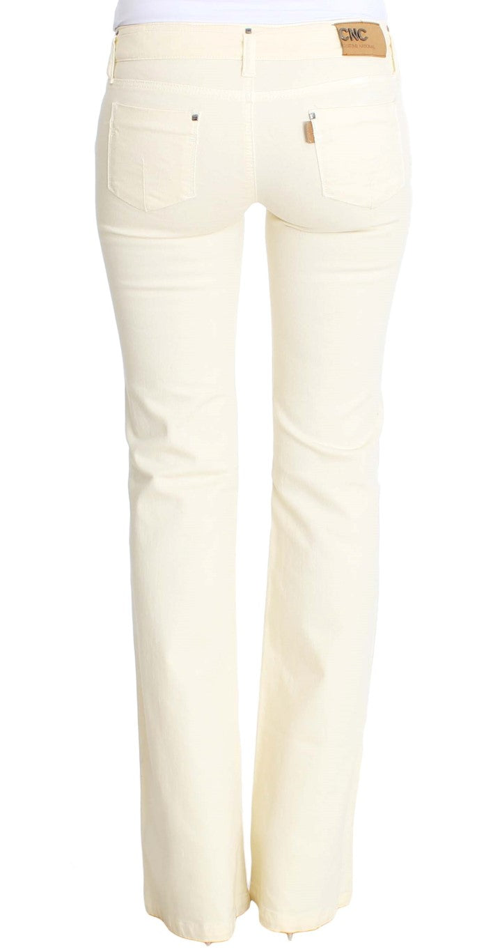 - Chic Off-White Flared Designer Jeans