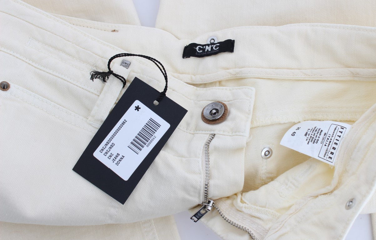- Chic Off-White Flared Designer Jeans