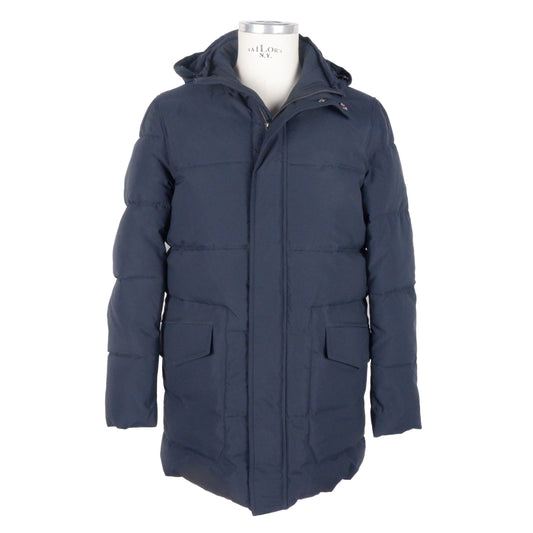 - Sleek Blue Men's Hooded Jacket