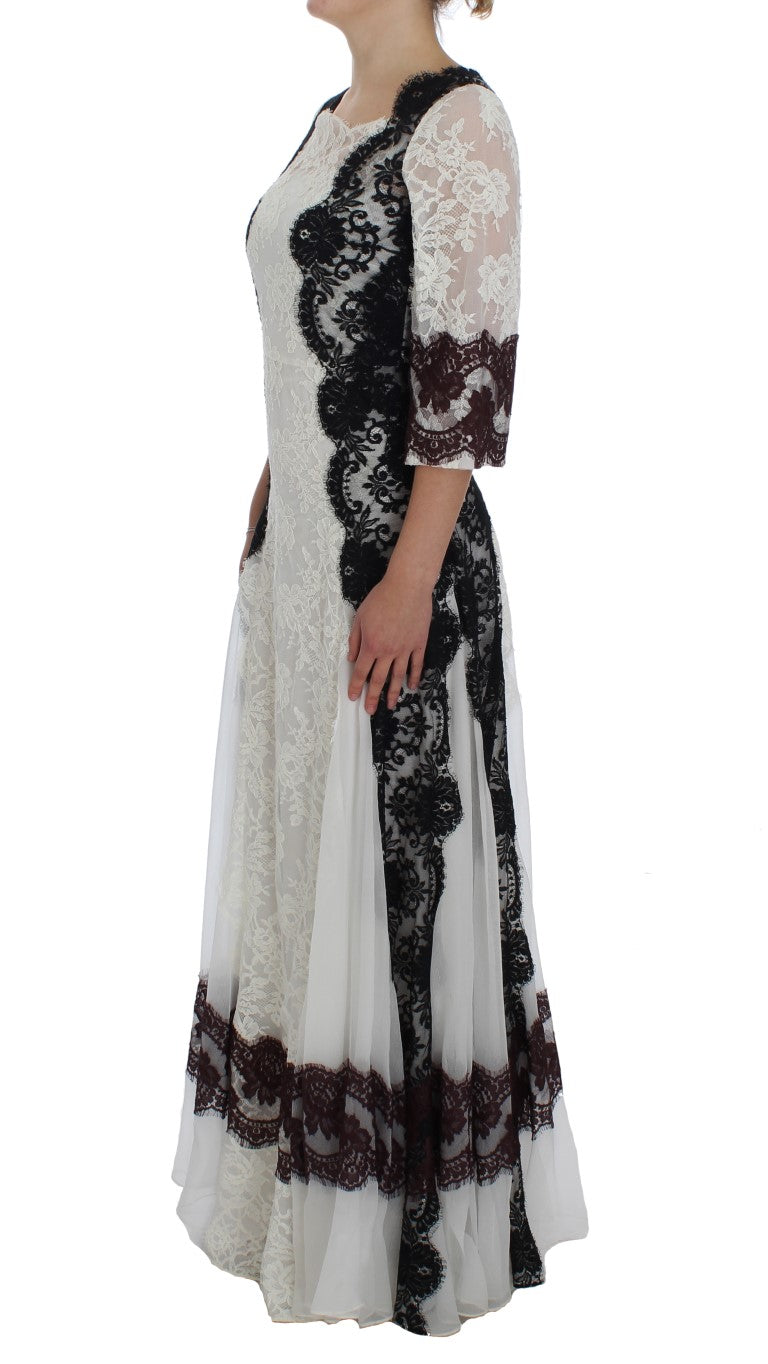 - Floral Lace Silk Blend Maxi Dress