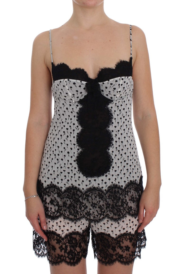- Elegant Floral Lace Silk Chemise