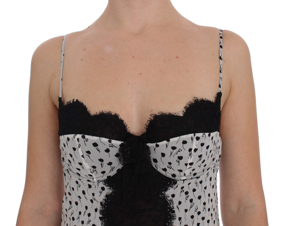 - Elegant Floral Lace Silk Chemise
