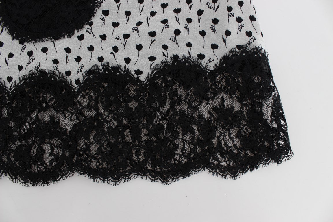 - Elegant Floral Lace Silk Chemise