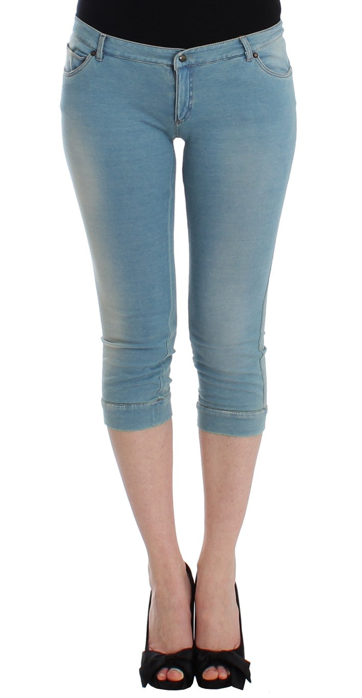 - Elegant Light Blue Capri Jeans