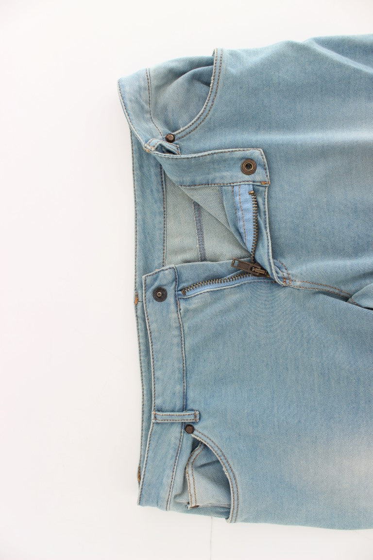 - Elegant Light Blue Capri Jeans