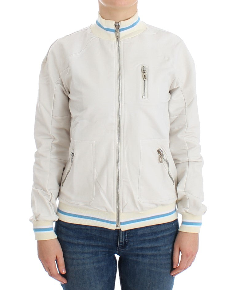 - Elegant White Zip Cardigan