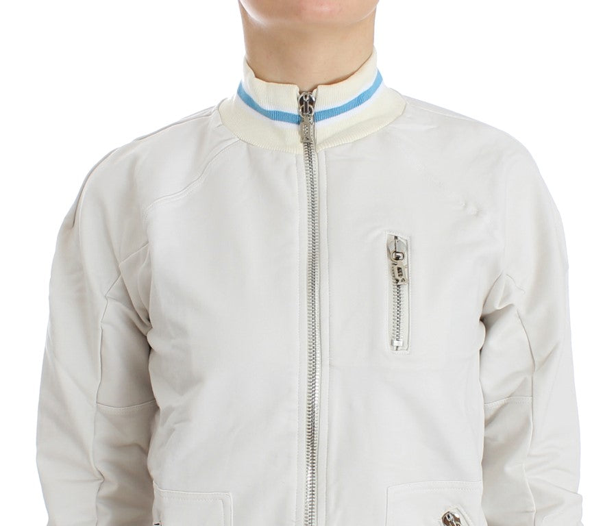 - Elegant White Zip Cardigan