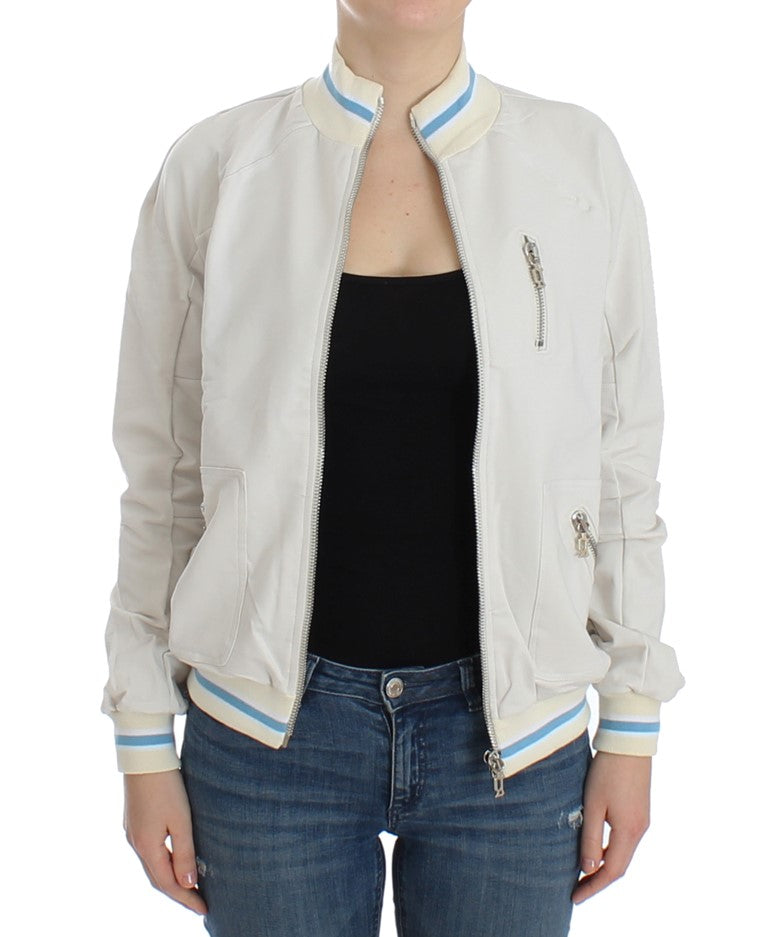 - Elegant White Zip Cardigan