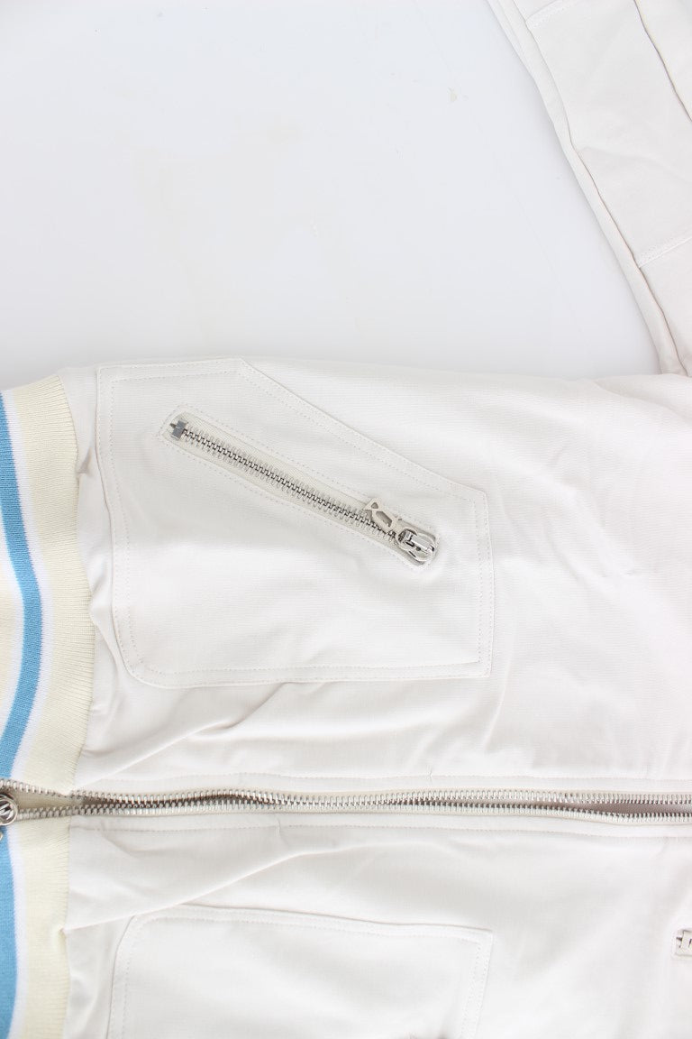 - Elegant White Zip Cardigan