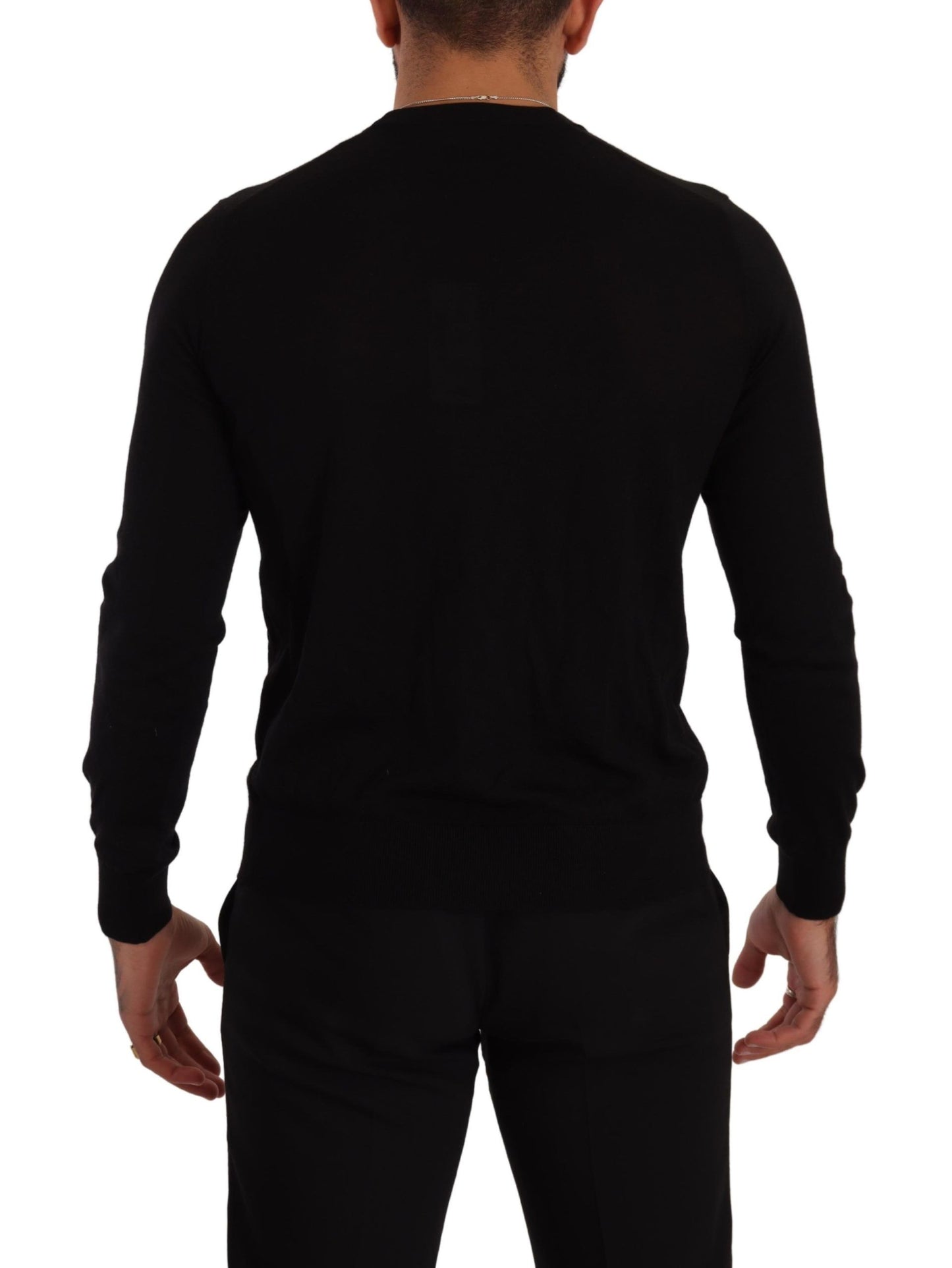 - Elegant V-Neck Black Cashmere Cardigan