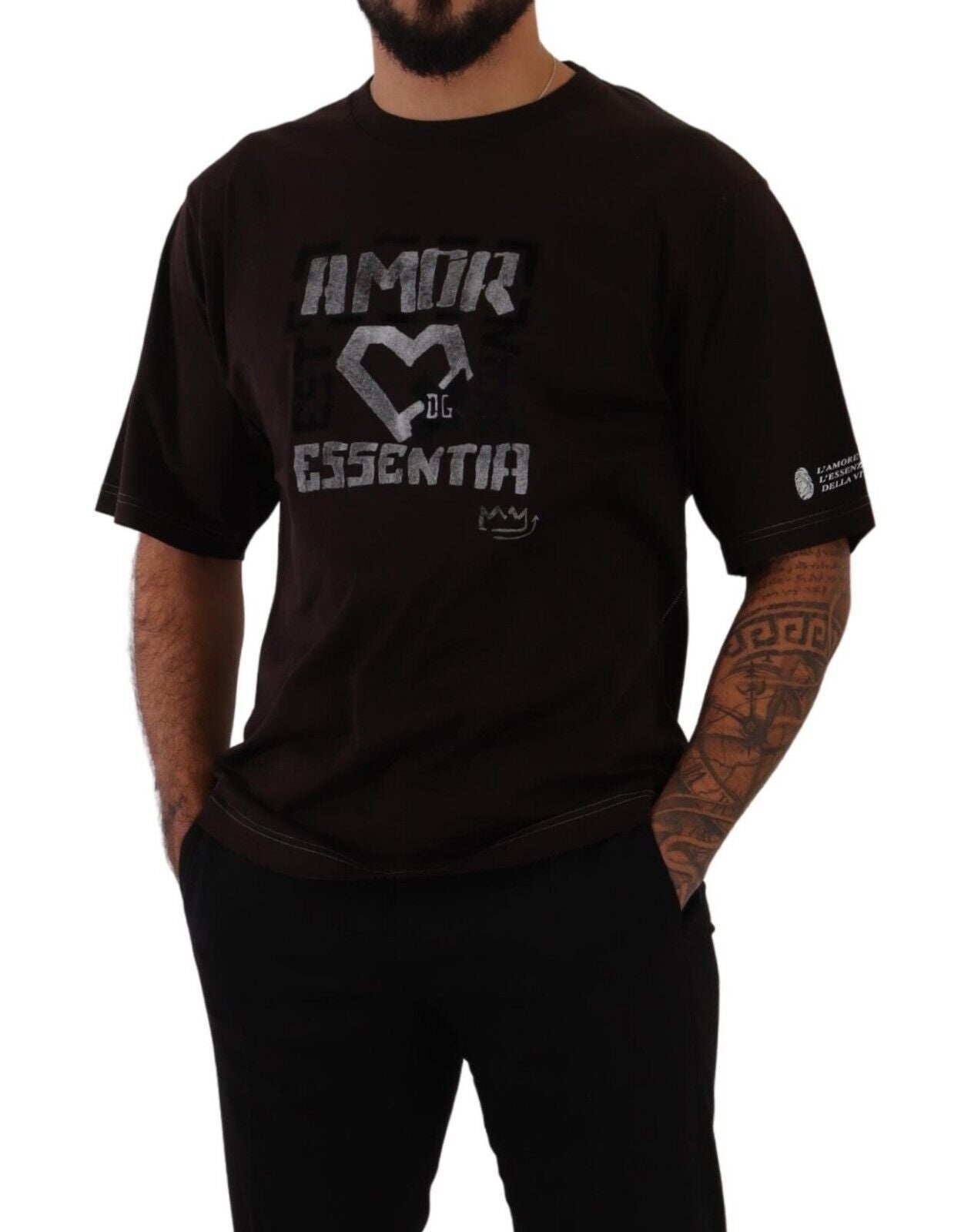 - Elegant Burgundy L'Amore Crew Neck Tee