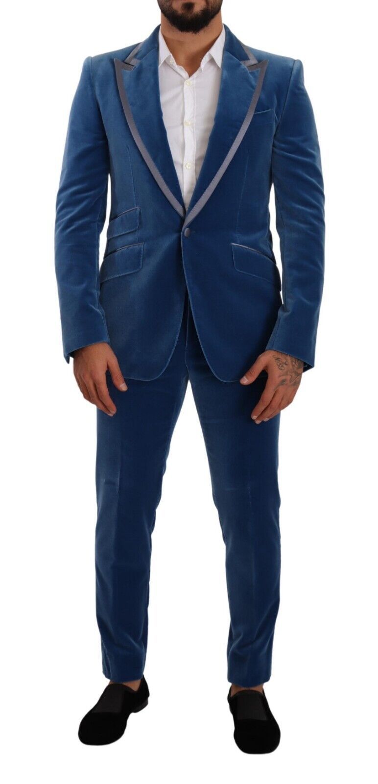 - Elegant Velvet Blue Slim Fit Suit