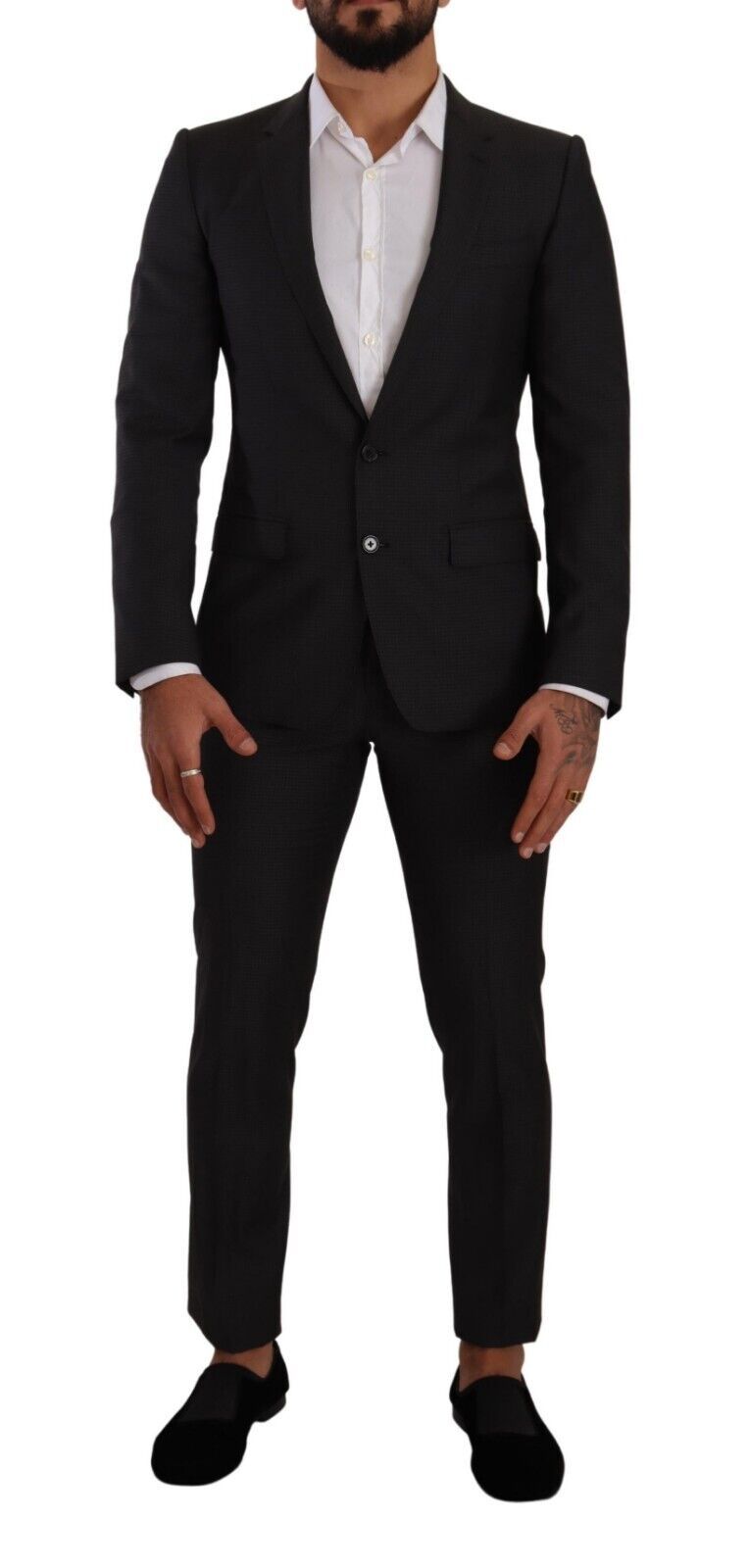 - Elegant Black Wool Martini Suit