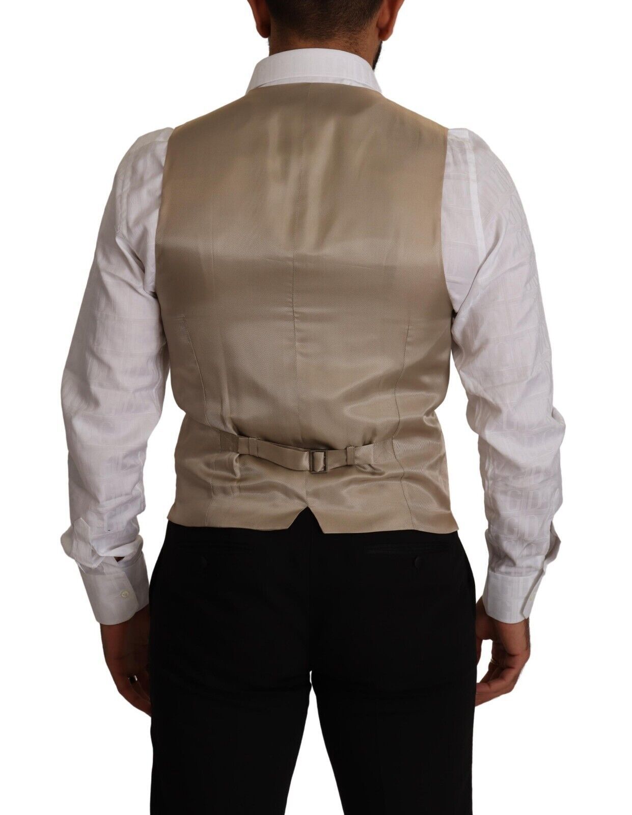 - Beige Cotton Silk Formal Dress Vest