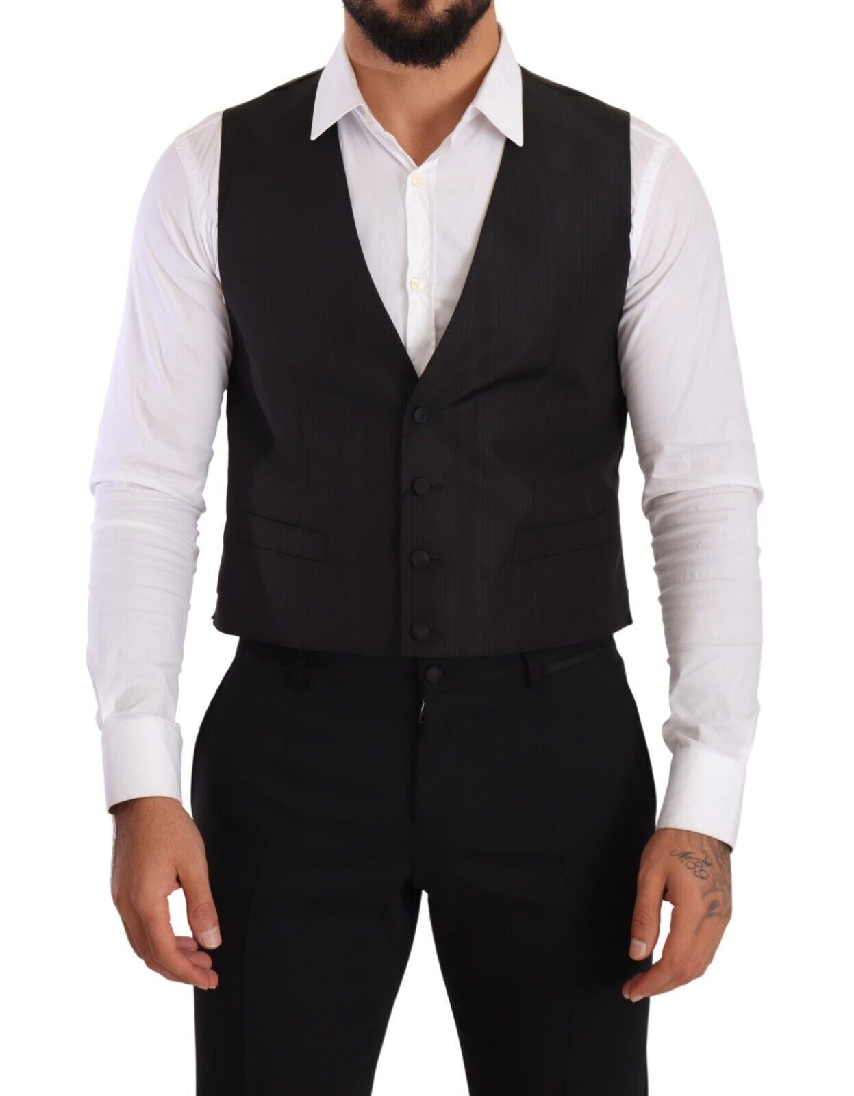 - Elegant Gray Silk Dress Vest