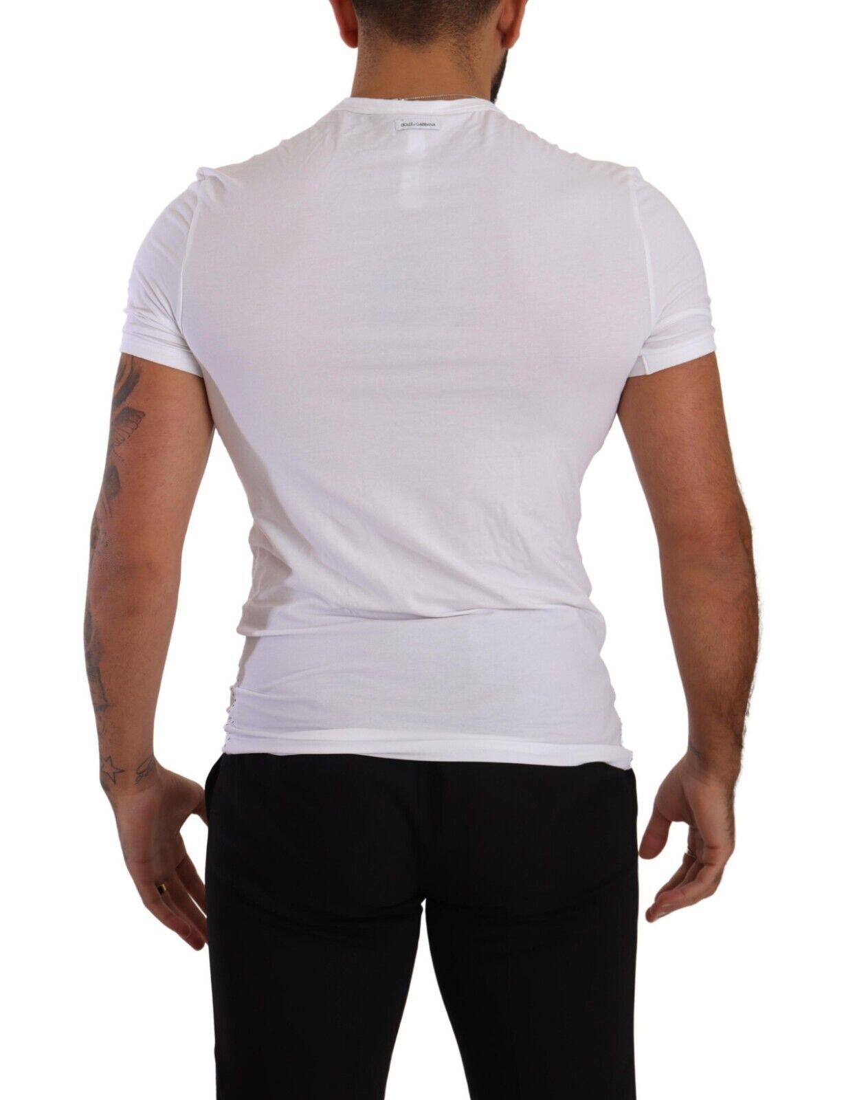 - Elegant White Cotton Blend Round Neck Tee