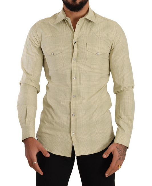 - Elegant Sicilia Checkered Cotton Shirt