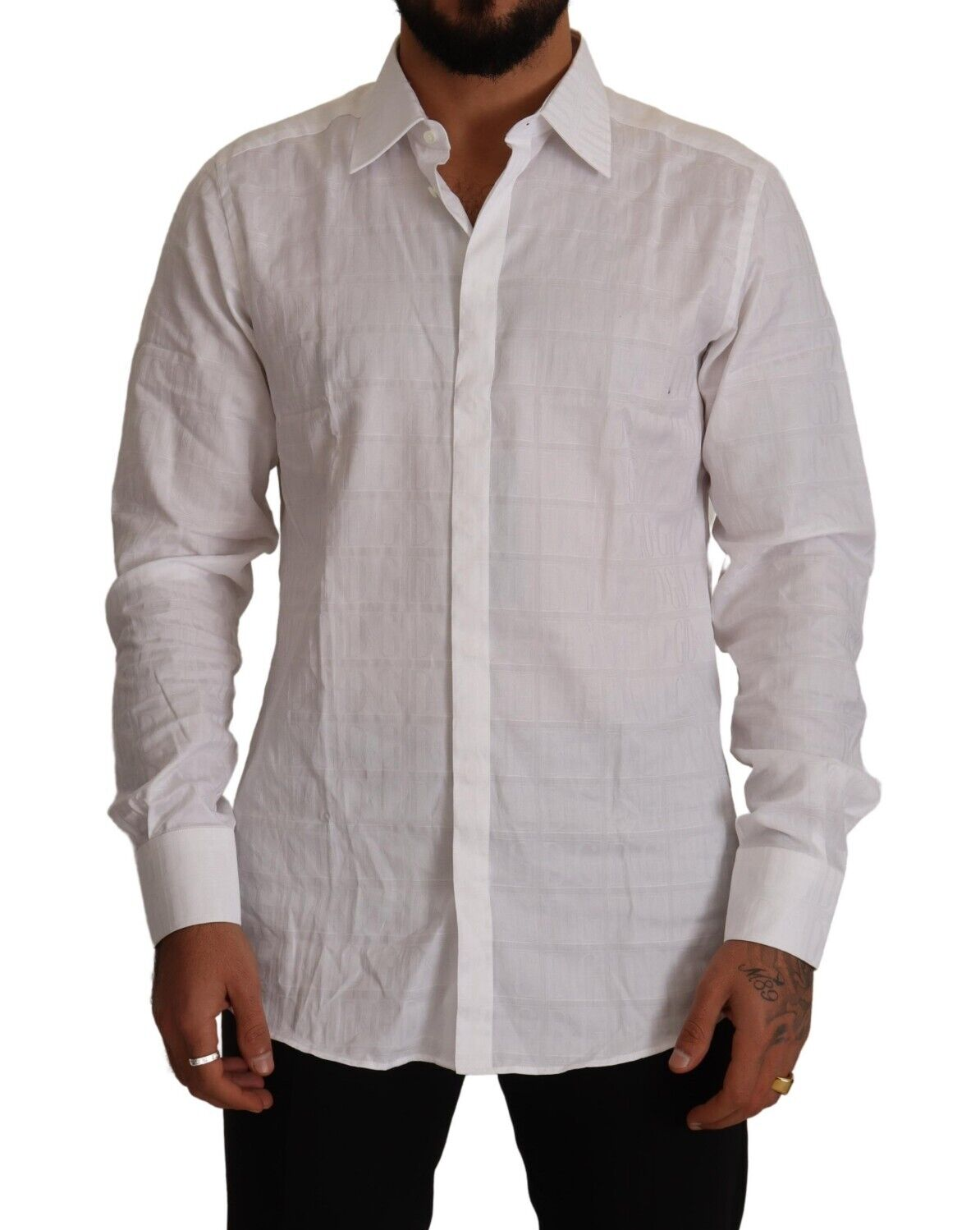 - Elegant White Cotton Dress Shirt - Slim Fit