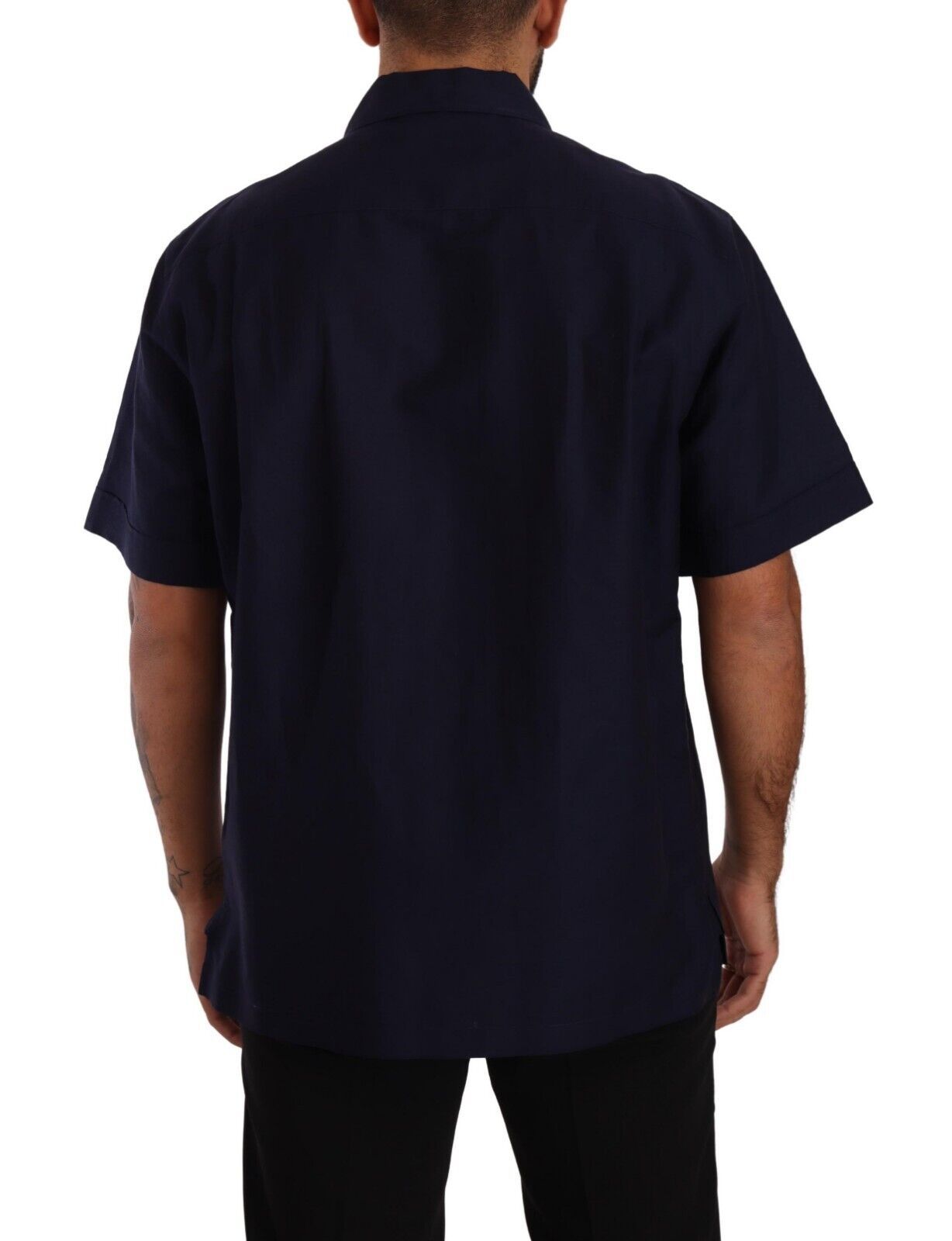 - Elegant Navy Blue Button-Down Casual Shirt