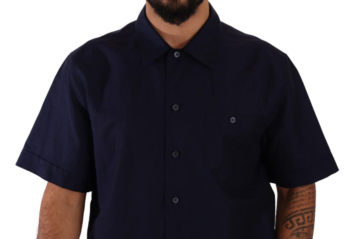 - Elegant Navy Blue Button-Down Casual Shirt