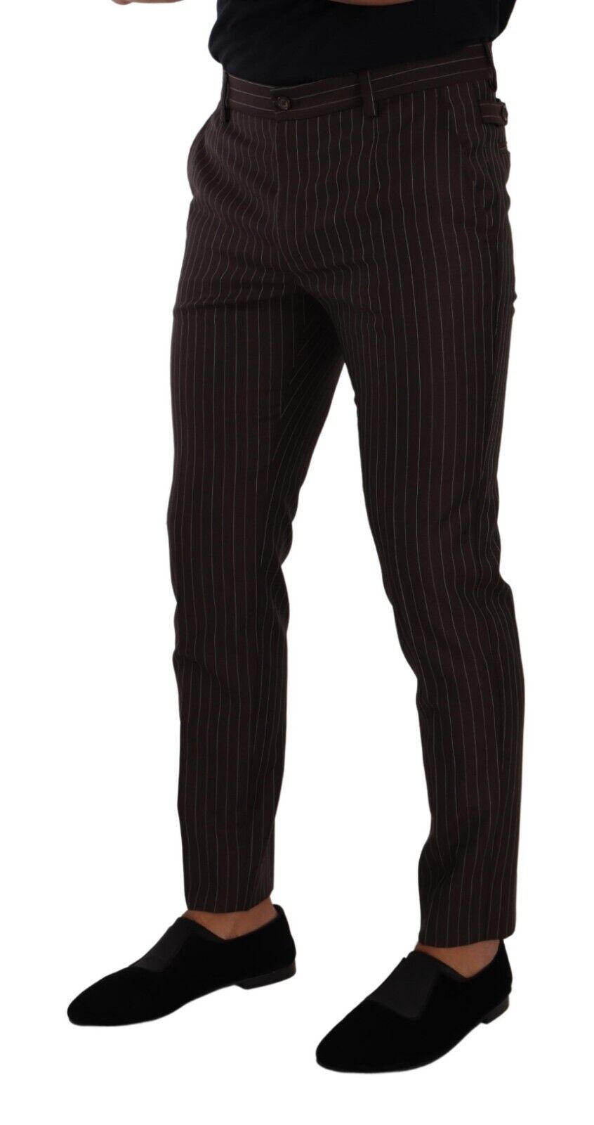 - Elegant Brown Striped Woolen Men's Trousers