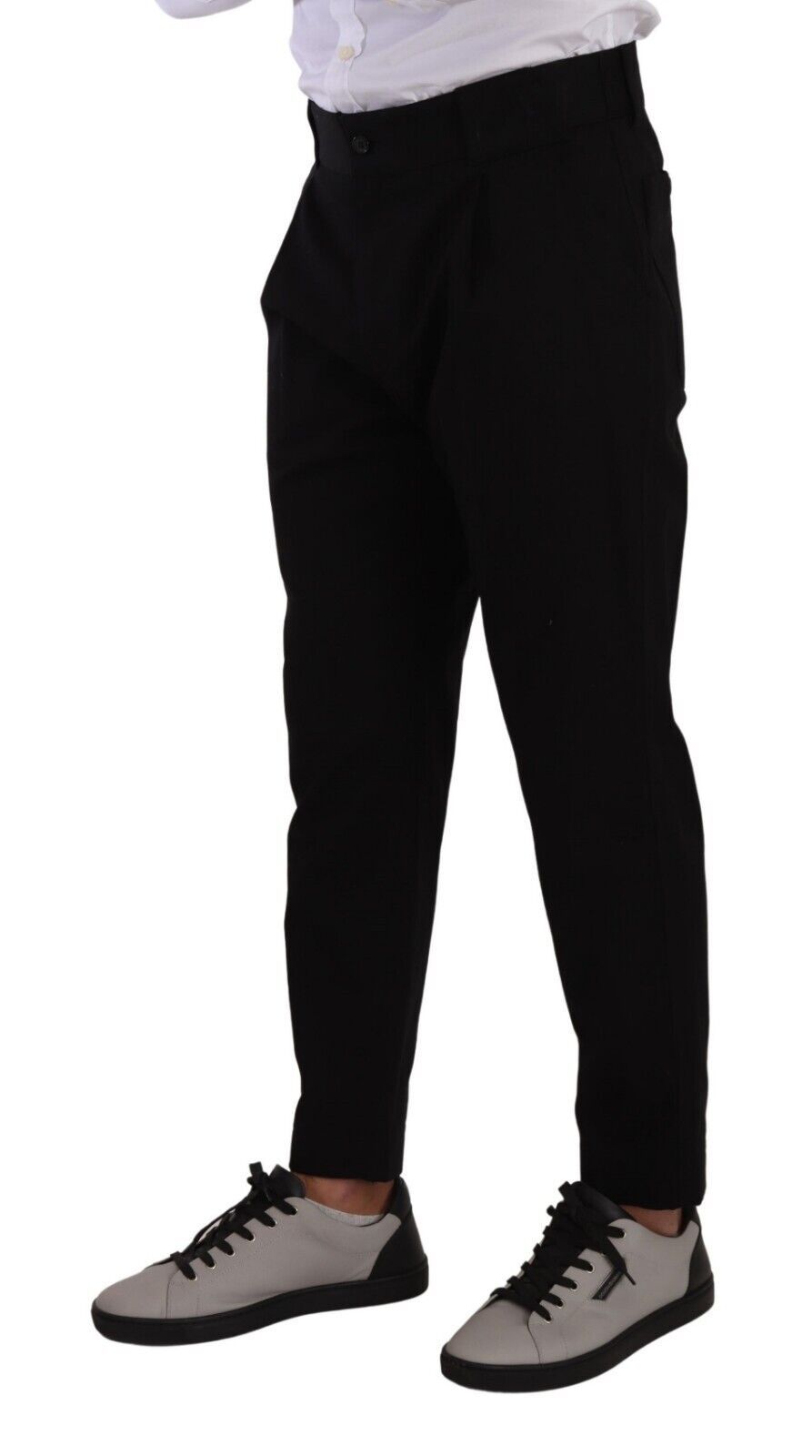 - Elegant Tapered Black Cotton Chinos